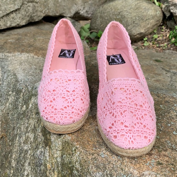 AJ Valenci Pink Lace Espadrilles Wedges-Size 8W - Picture 8 of 13